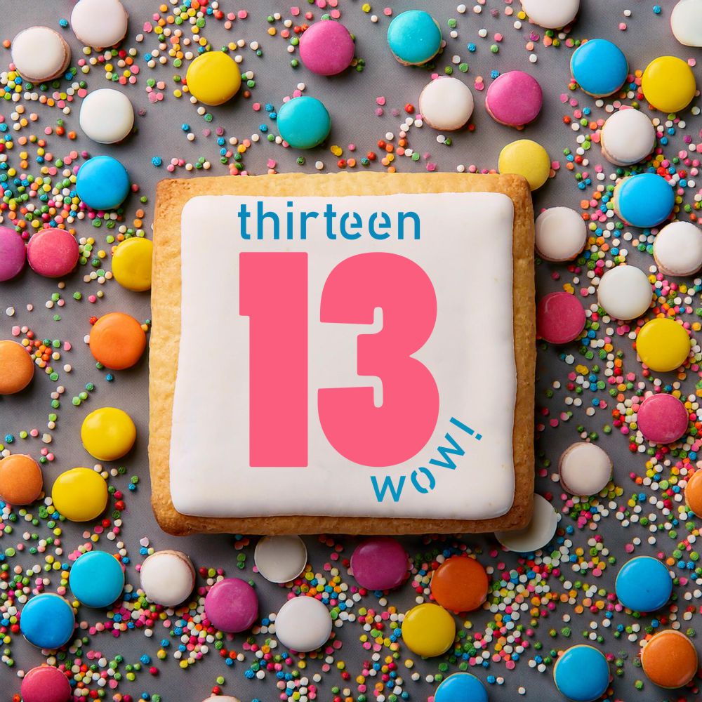 Wow Thirteen Birthday Cookie Stencil