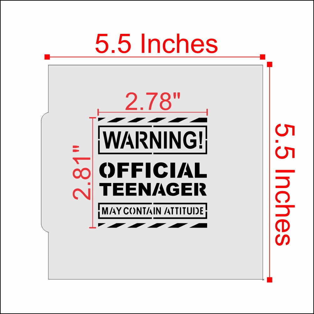 WARNING Official Teenager Birthday Cookie Stencil