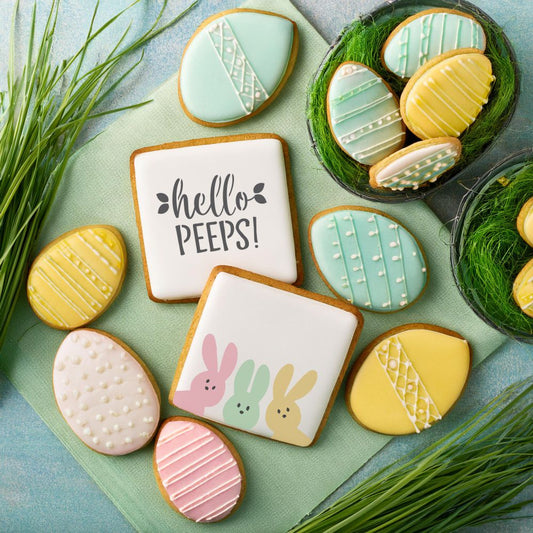 Easter Cookies decorated with Hello Peeps Cookie Stencil