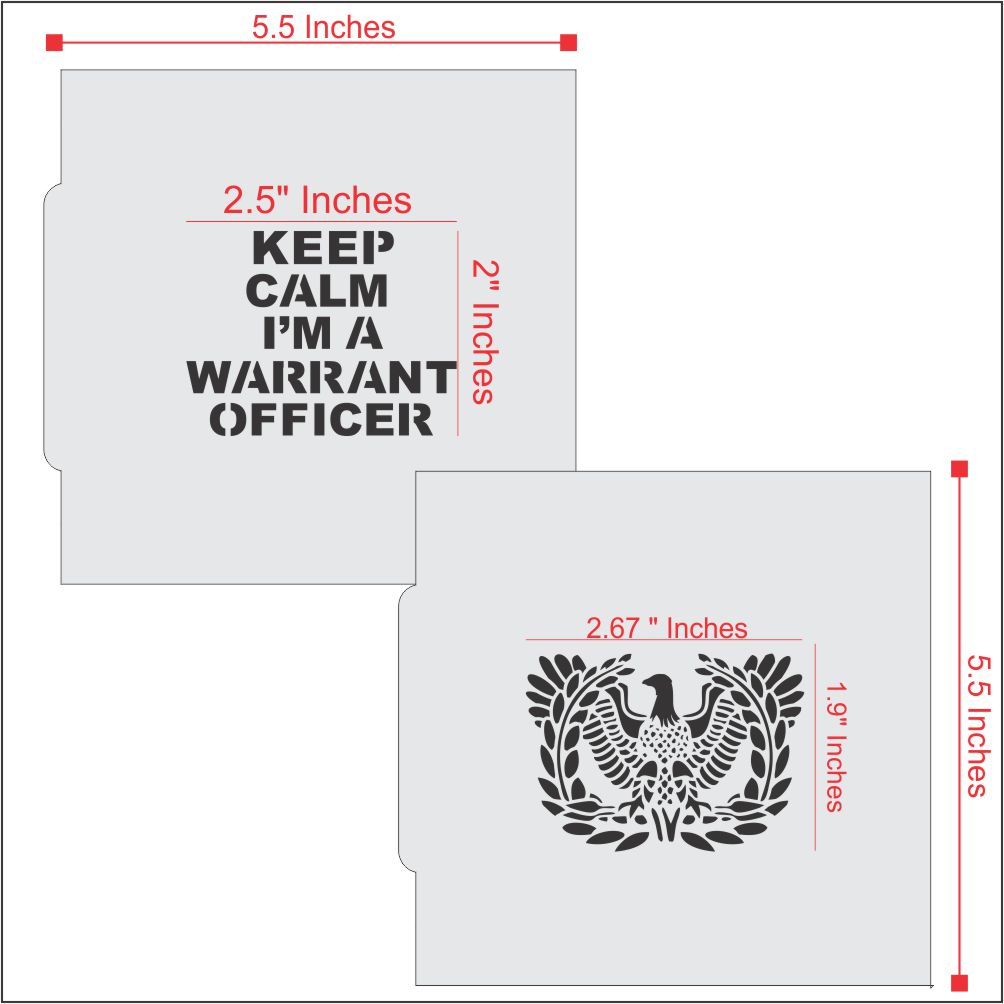 Army Warrant Officer Eagle Cookie Stencil sizing and dimensions