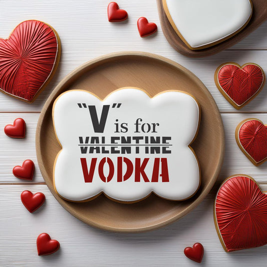 V is for Vodka Valentines Day Cookie Stencil