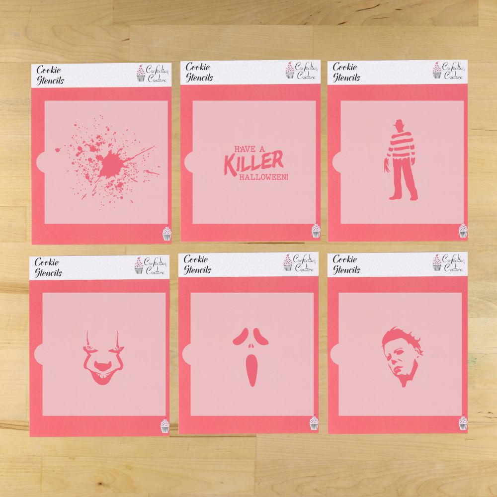 Killer Halloween Cookie Stencil Set | Halloween Cookies – Confection Couture Stencils killer-halloween-cookie-stencil-set-halloween-cookies-confection-couture-stencils