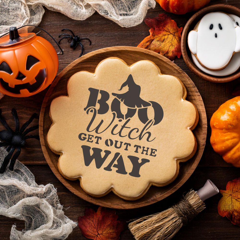 Halloween Cookie Using the Boo Witch Halloween Cookie Stencils