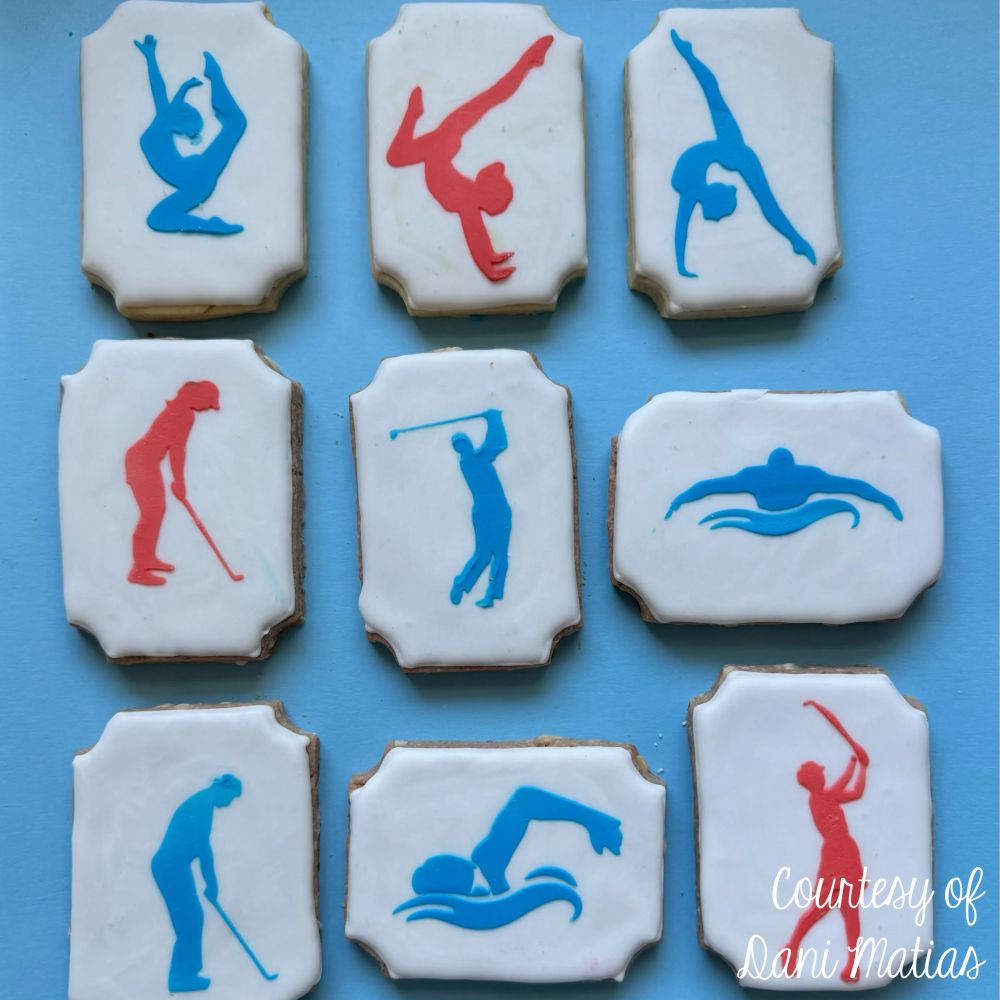 Gymnast Cookie Stencils APPLIED TO COOKIES BY DANI MATIAS