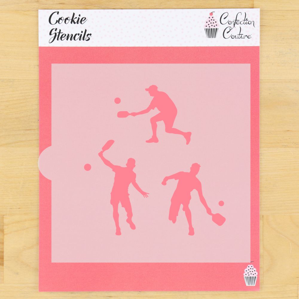 Men Pickleball Players Cookie Stencil