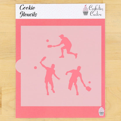 Men Pickleball Players Cookie Stencil