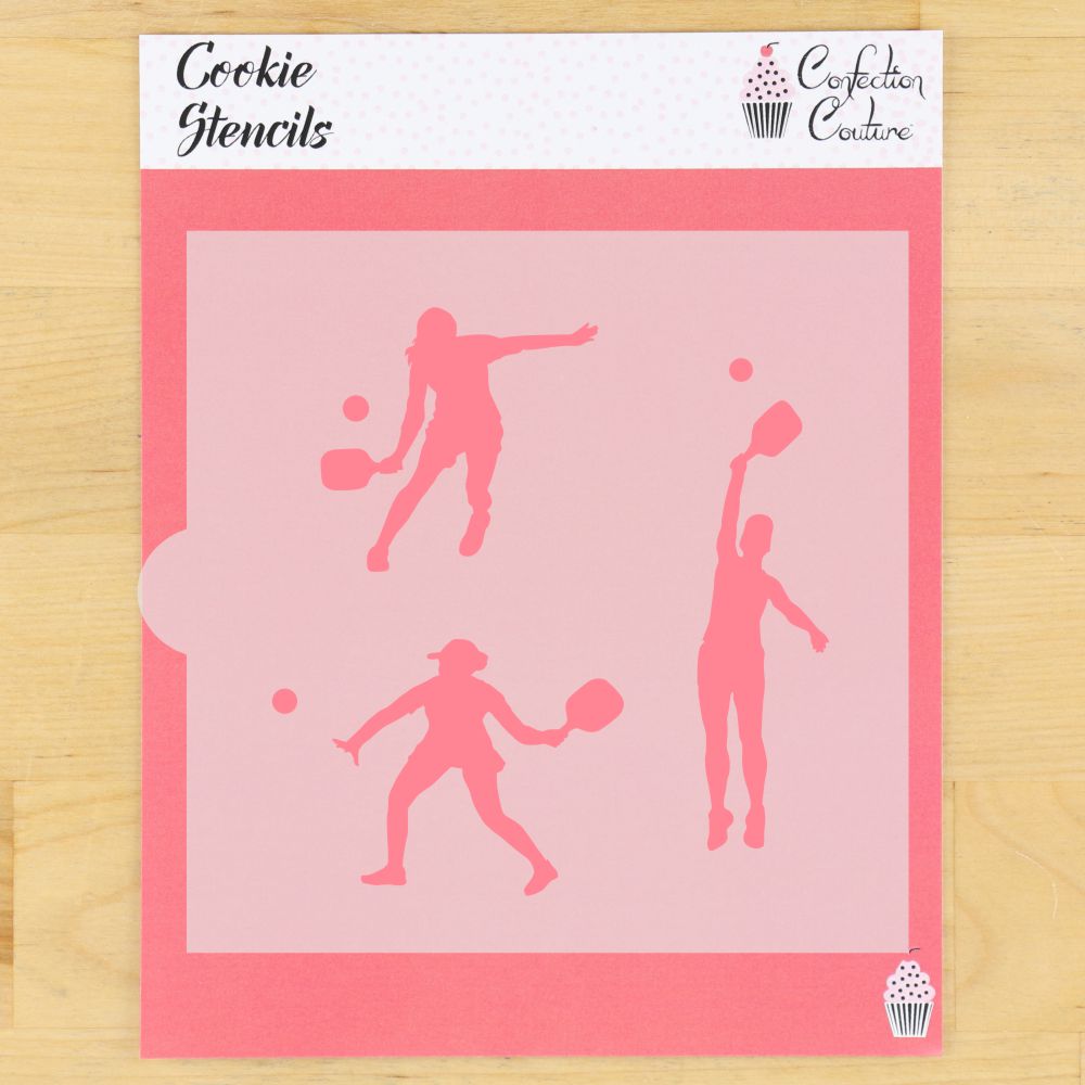 Women Pickleball Players Cookie Stencil