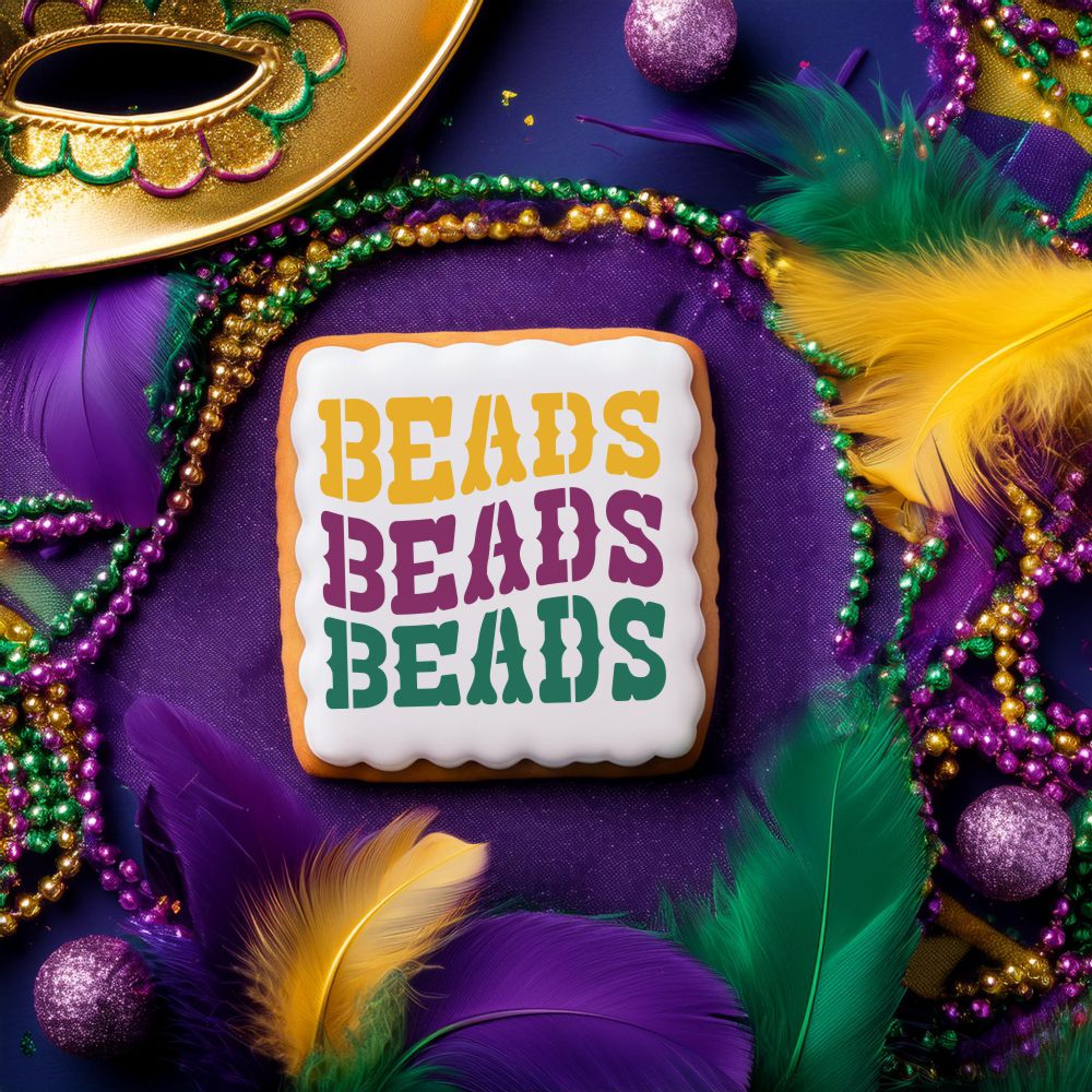 Beads Mardi Gras Cookie Stencil