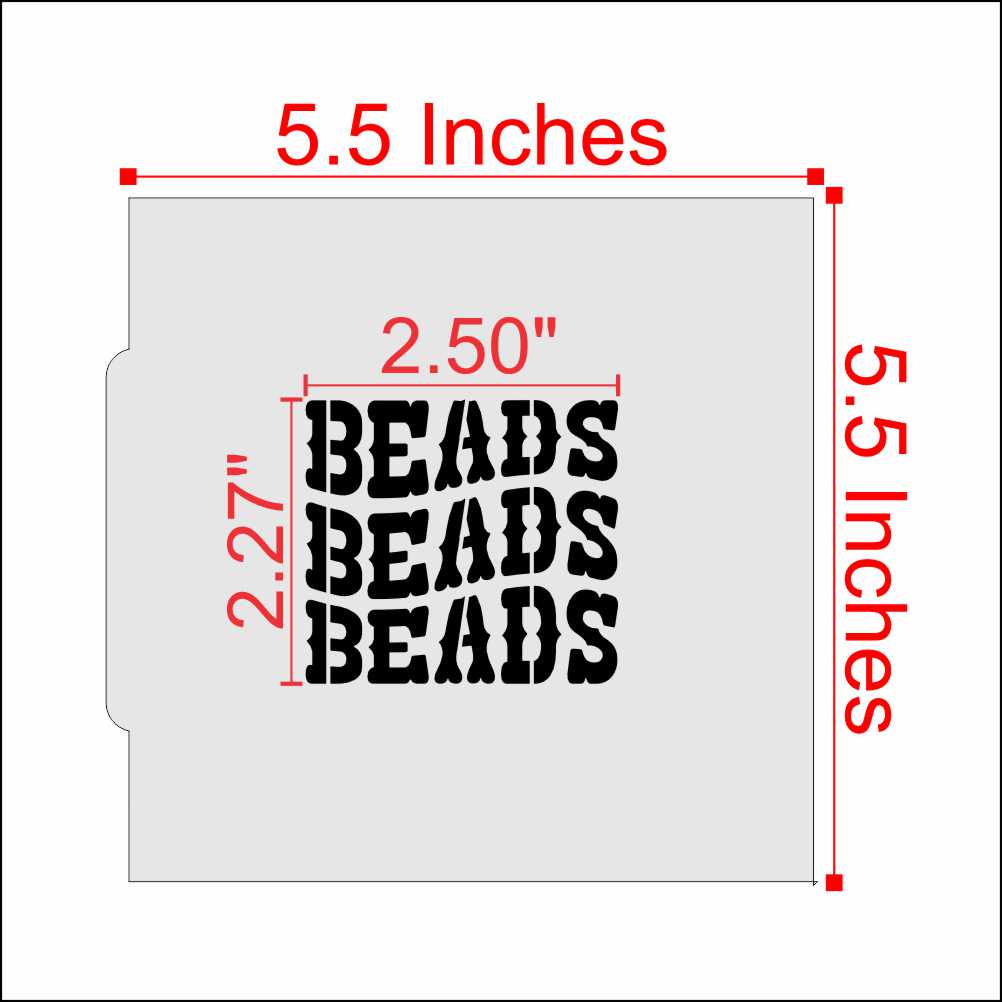 Measurements for the Beads Mardi Gras Cookie Stencil