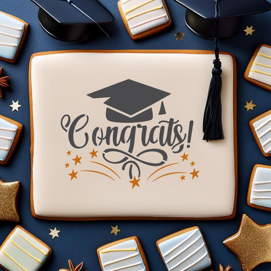 Congrats Graduation Cookie Stencil