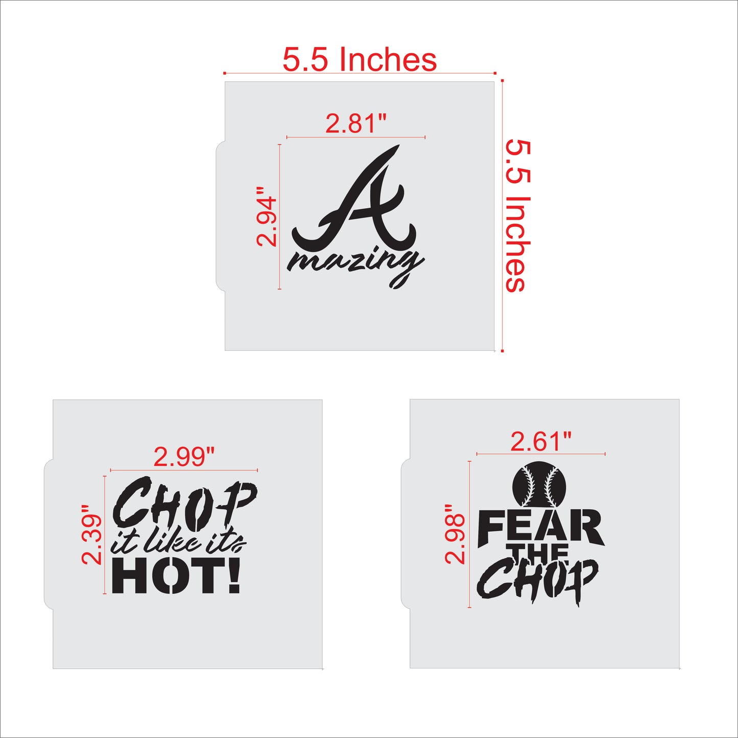 Fear the Chop Baseball Cookie Stencil Set