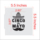 Cinco de Mayo Message Cookie Stencil Measurements