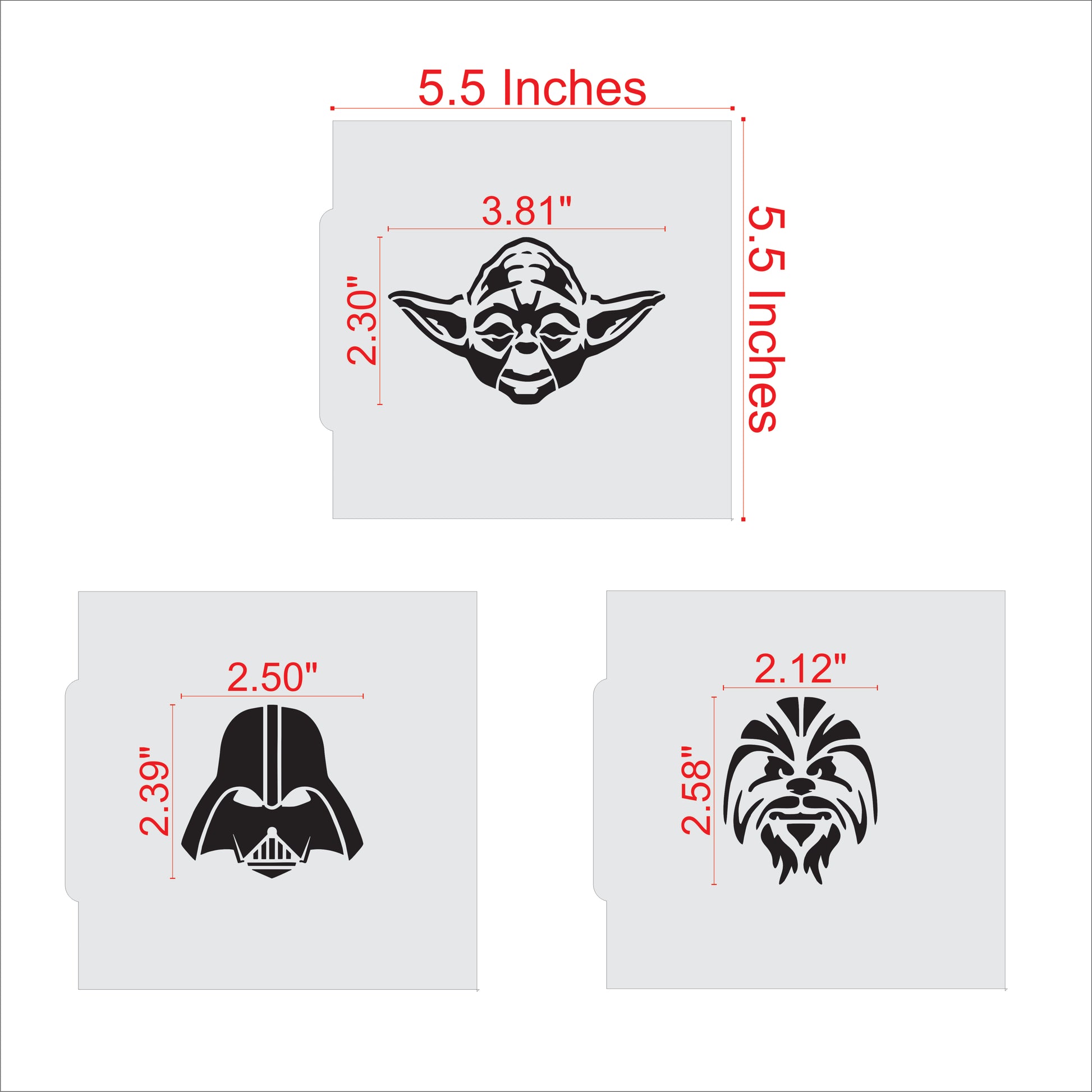 Star Wars Birthday Cookie Stencil Set Dimensions