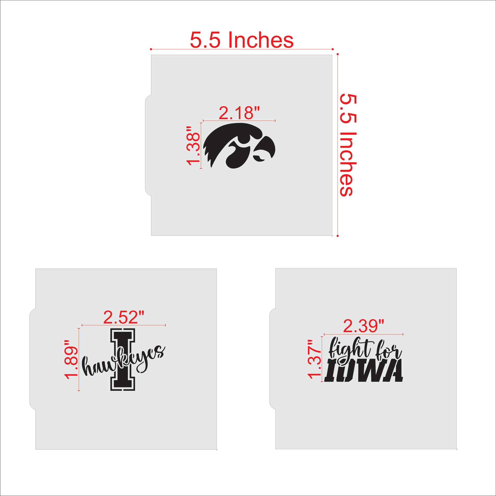  Hawkeyes Stencil Set Dimensions