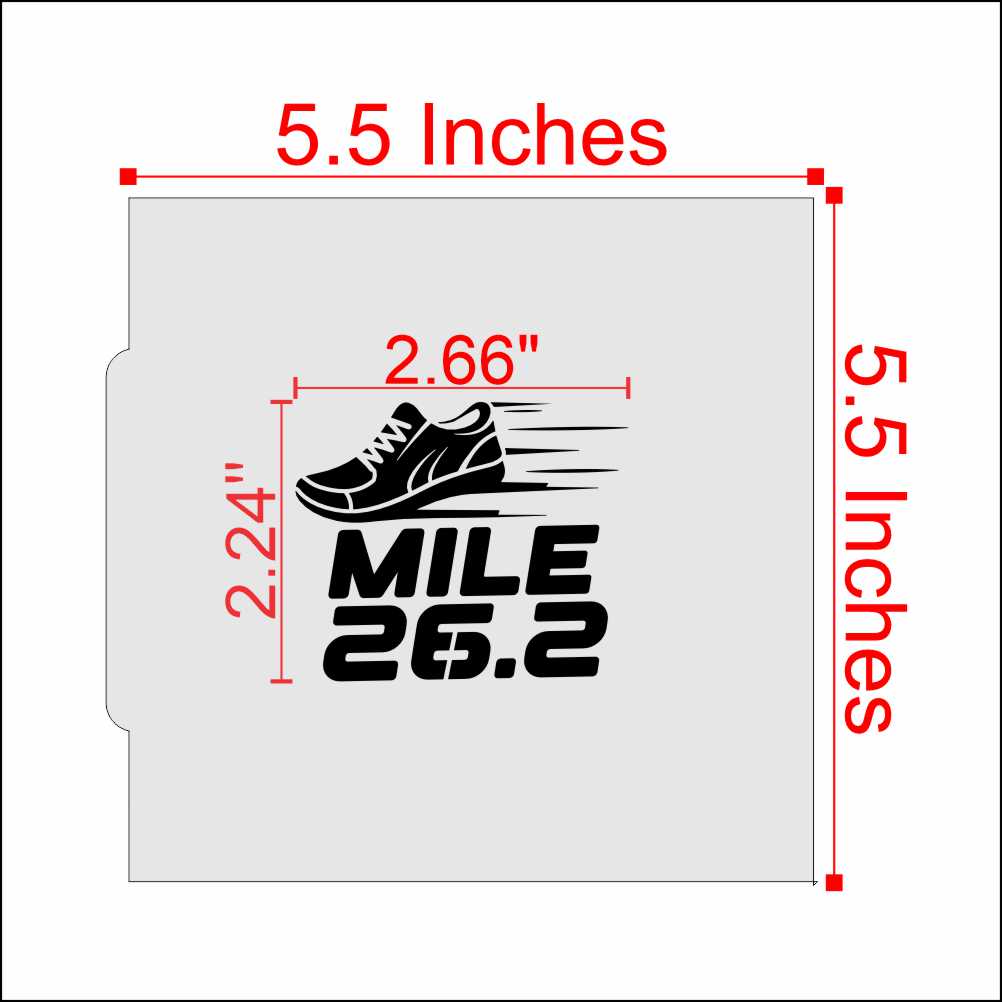 Mile 26.2 Marathon Cookie Stencil dimensions