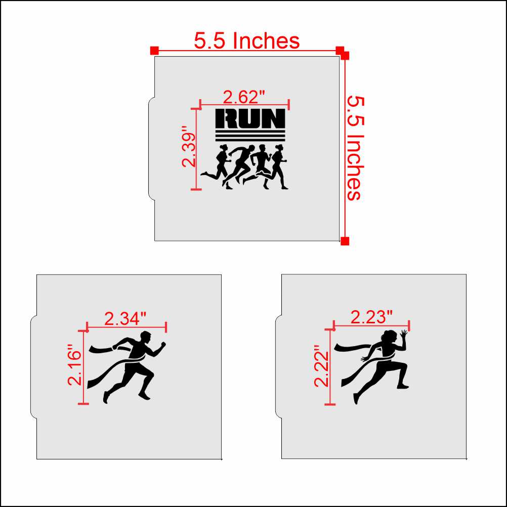 Race Runner Cookie Stencil Measurements