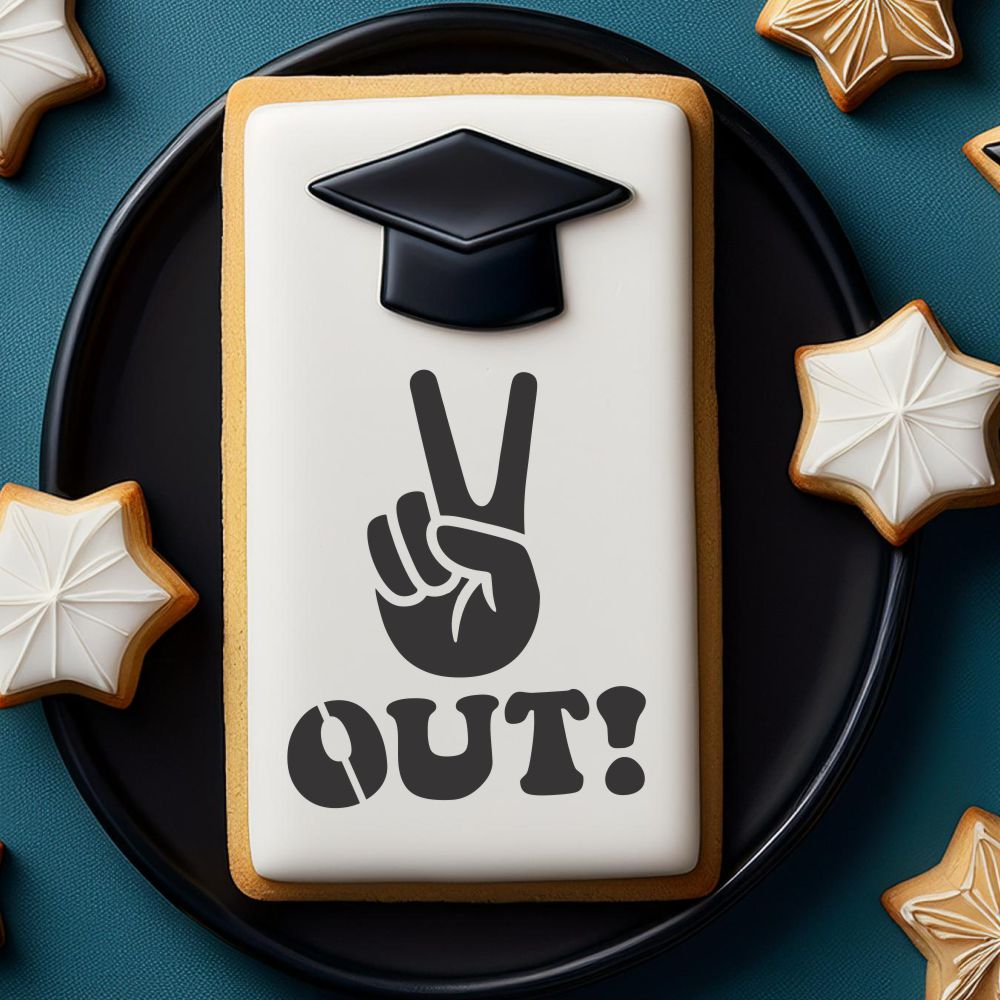 Peace Out Graduation Cookie Stencil