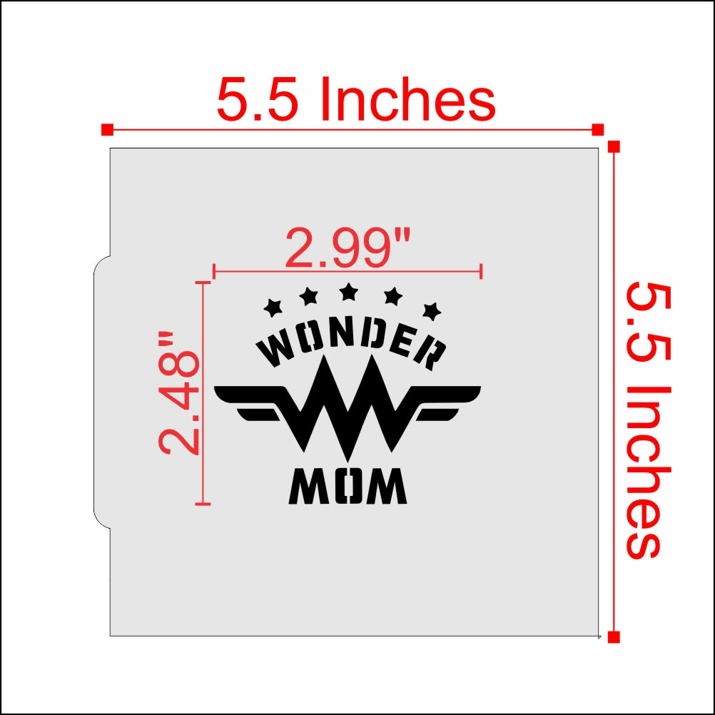 Wonder Mom Cookie Stencil Dimensions