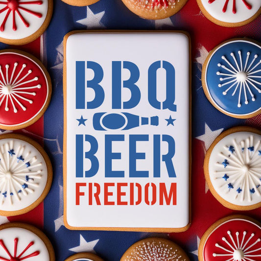 BBQ Beer and Freedom Cookie Stencil