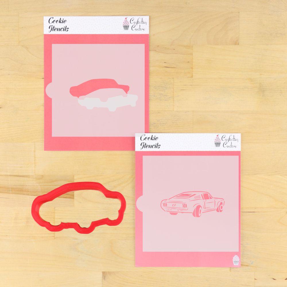 car cookie stencil with matching car cookie cutter