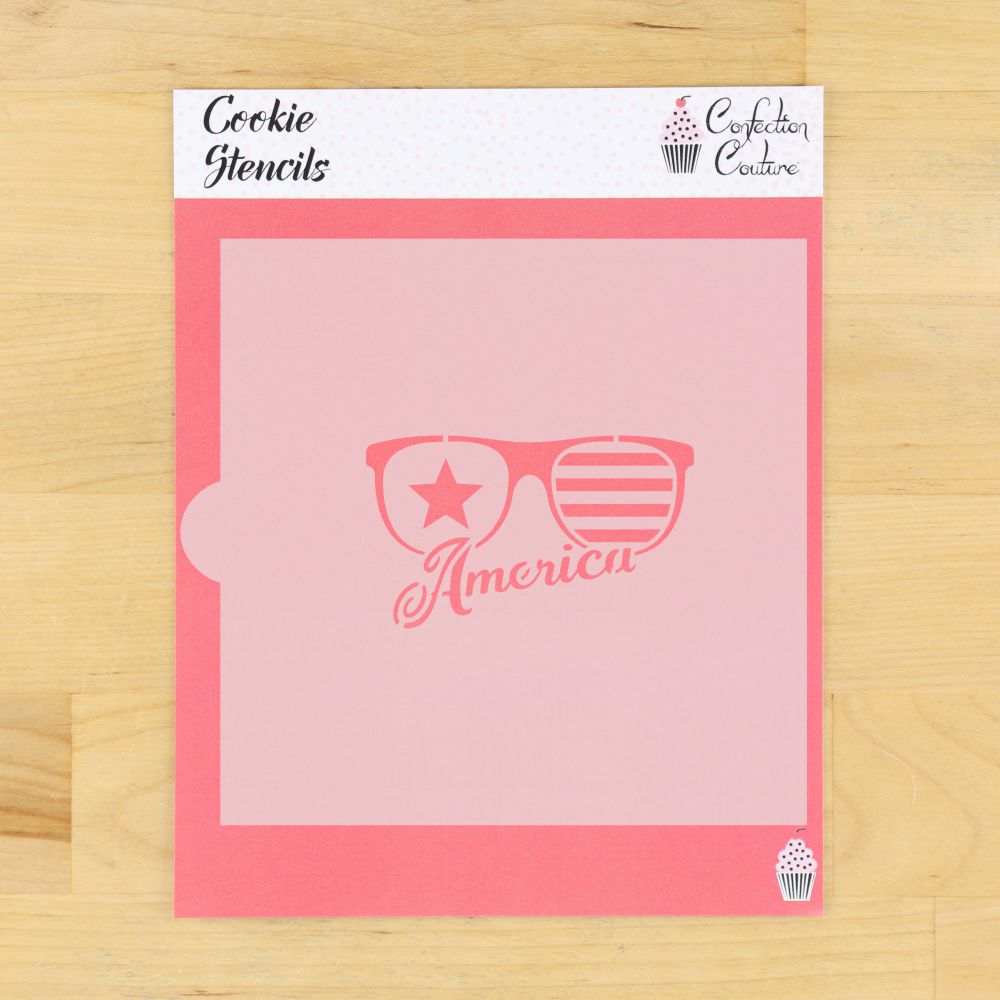 America Sunglasses Fourth of July Cookie Stencil