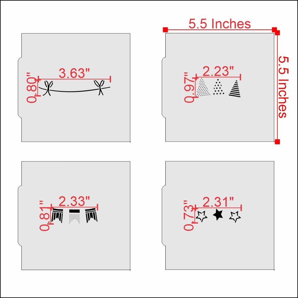 Stars and Stripes Flag Cookie Stencils