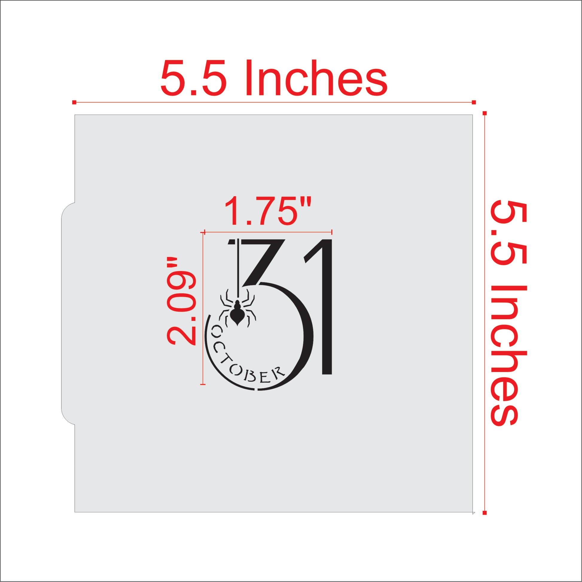 October 31 Halloween Cookie Stencil Measurements