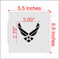 Measurements for the Air Force Wings Cookie Stencil