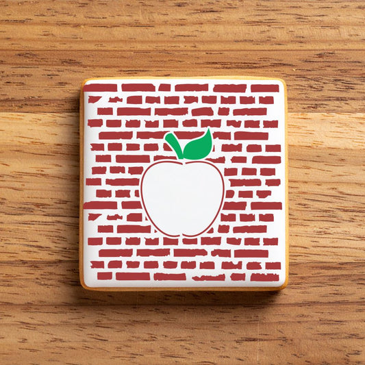 Apple Back to School Monogram Background Cookie Stencil