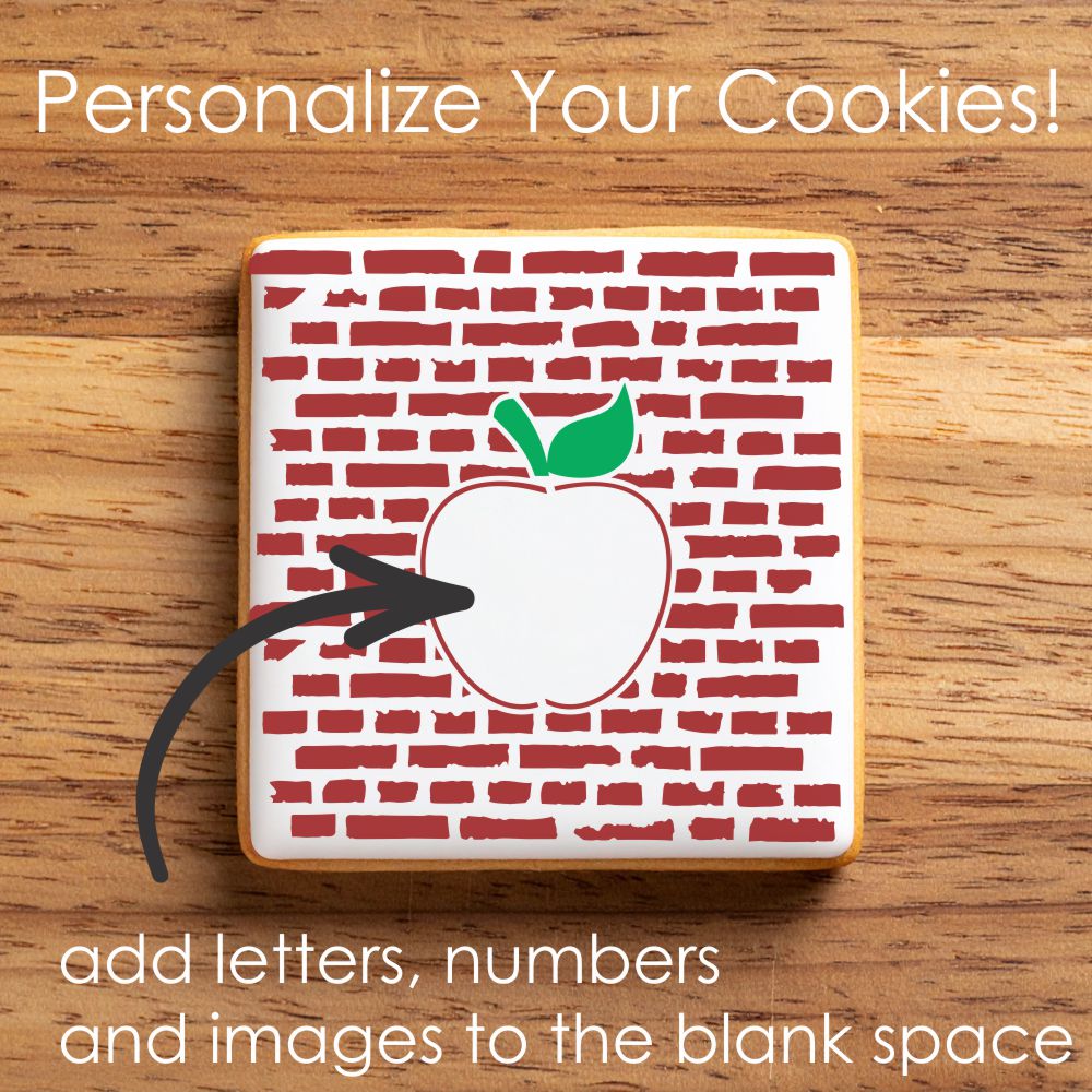 Apple Back to School Monogram Background Cookie Stencil