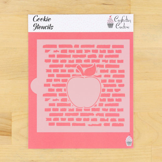 Apple Back to School Monogram Background Cookie Stencil