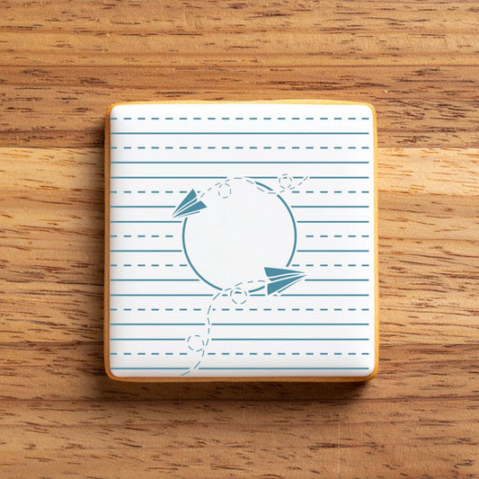 Notebook Paper Back to School Monogram Background Cookie Stencil