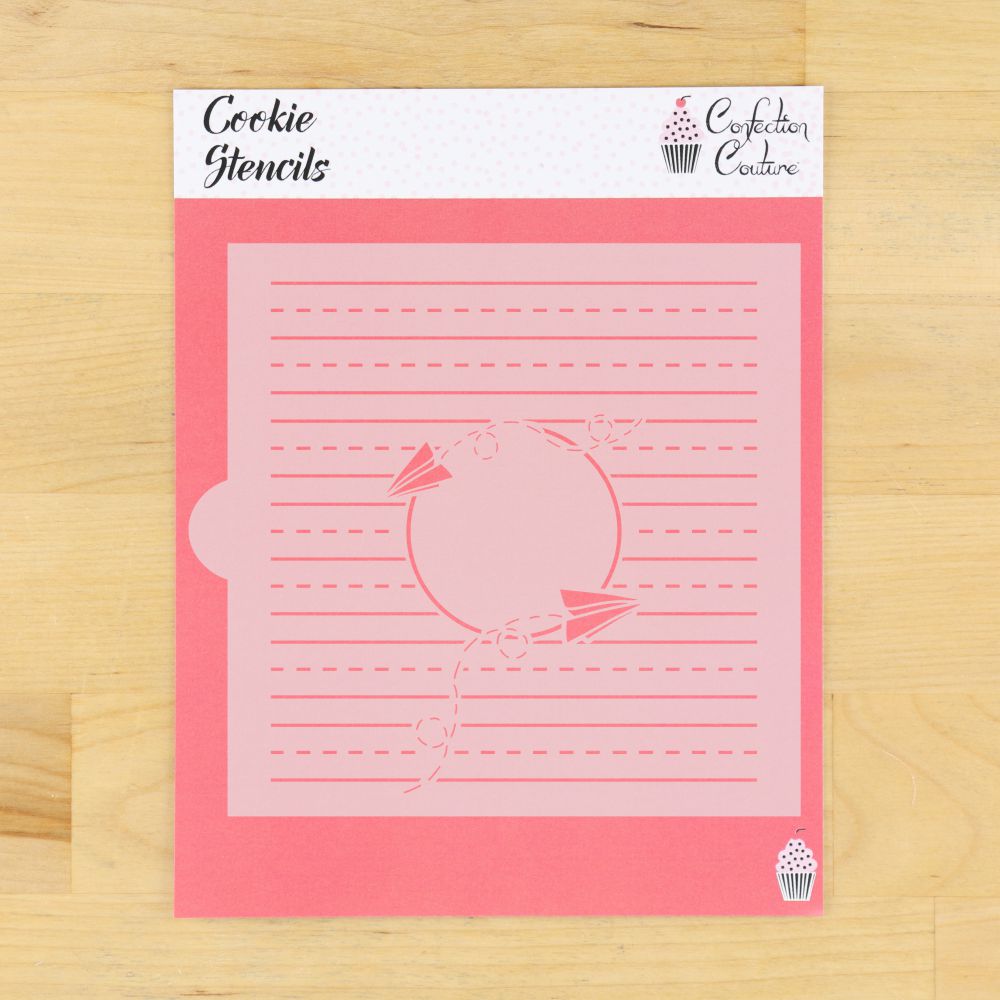 Notebook Paper Back to School Monogram Background Cookie Stencil