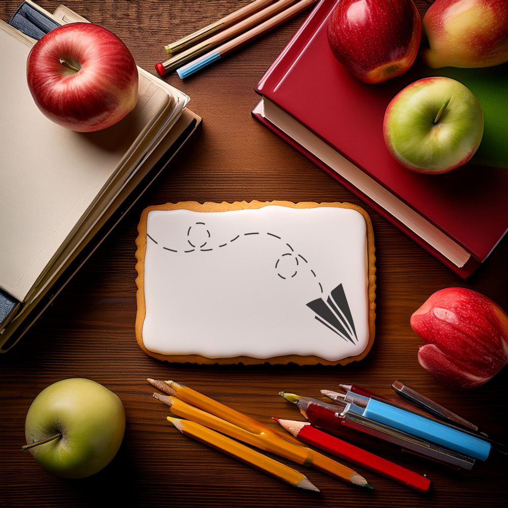 Paper Airplane Back to School Cookie Stencil