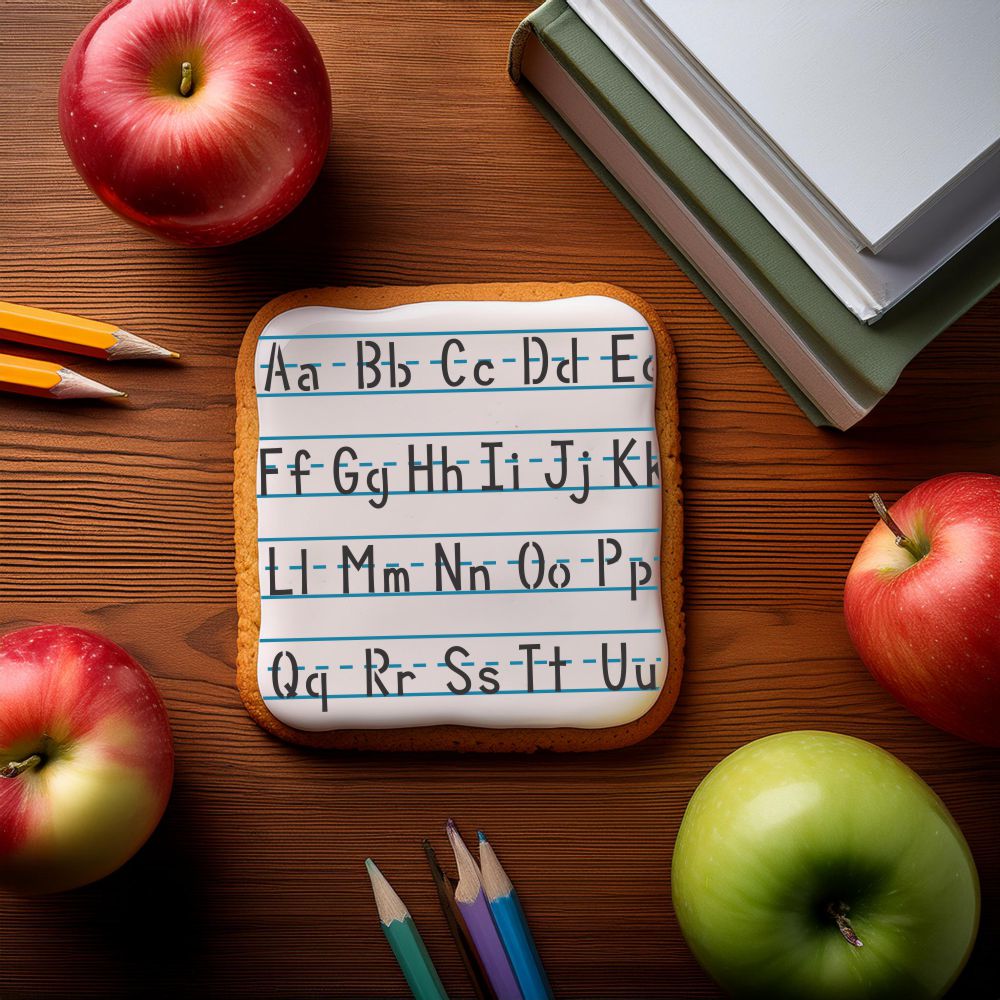 Notebook Cookies Notebook Paper and Alphabet Cookie Stencil | School Cookies ...