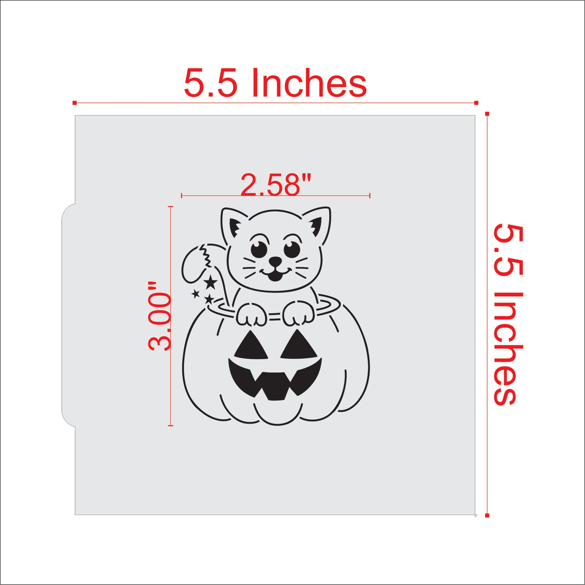 Cat and Jack-O-Lantern Paint Your Own Cookie Stencil Measurements