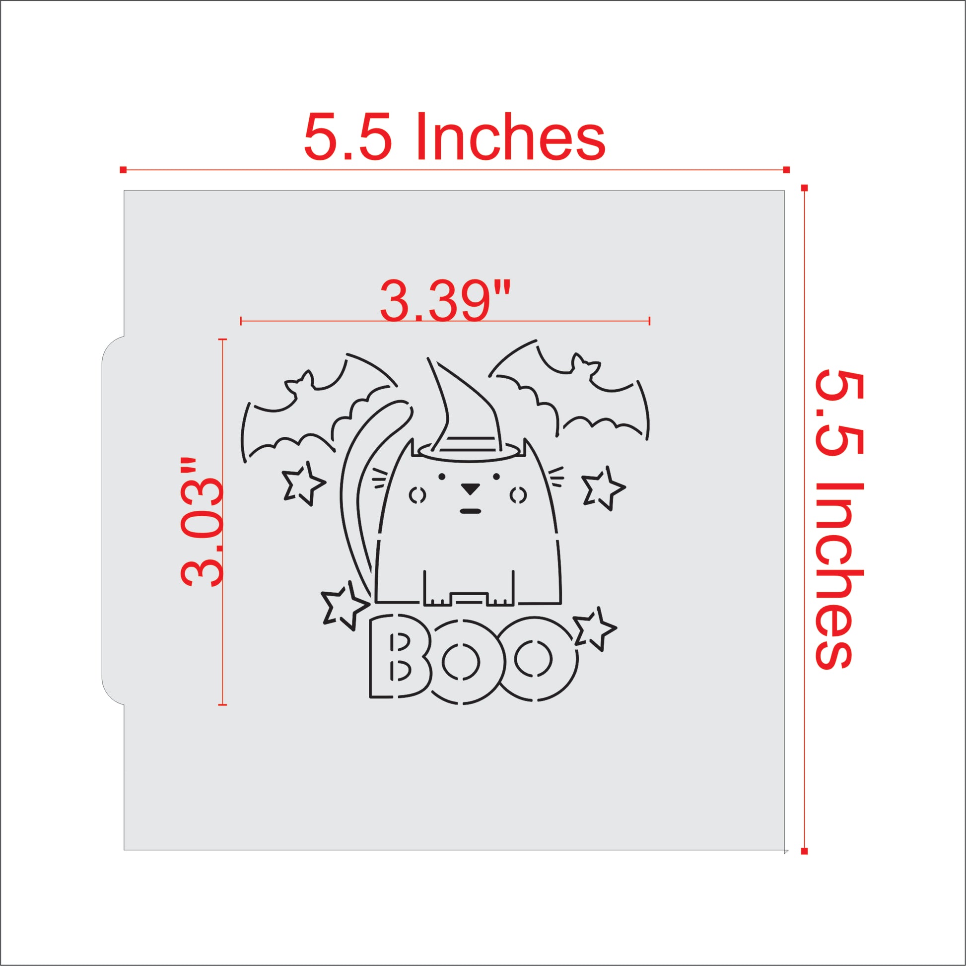 Boo Kitty Paint Your Own Cookie Stencil Measurements