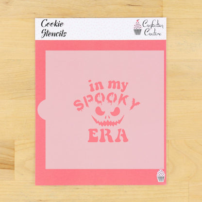 In My Spooky Era Halloween cookie stencil featuring playful font and spooky design for festive baking.