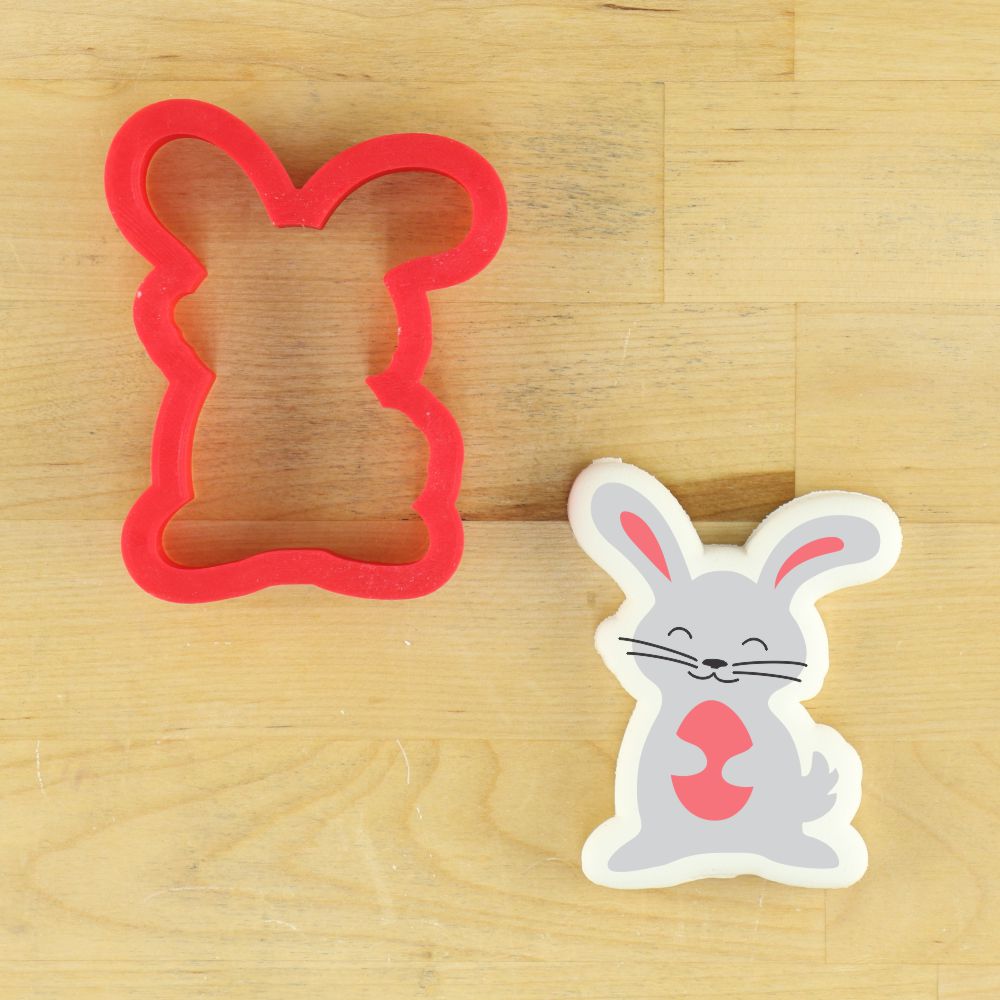 Easter Bunny cookie cutter and stencil set featuring a playful bunny design for holiday baking fun.