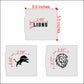 Lion Mascot Cookie Stencil Set with dimensions; includes 'LIONS' text and lion designs for game day treats.