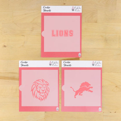 Lion Mascot Cookie Stencil Set