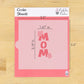 Chrysanthemum Mom cookie stencil with dimensions, perfect for Mother's Day cookie decorating.