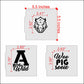 Arkansas Hog Wild Cookie Stencil Set Dimensions