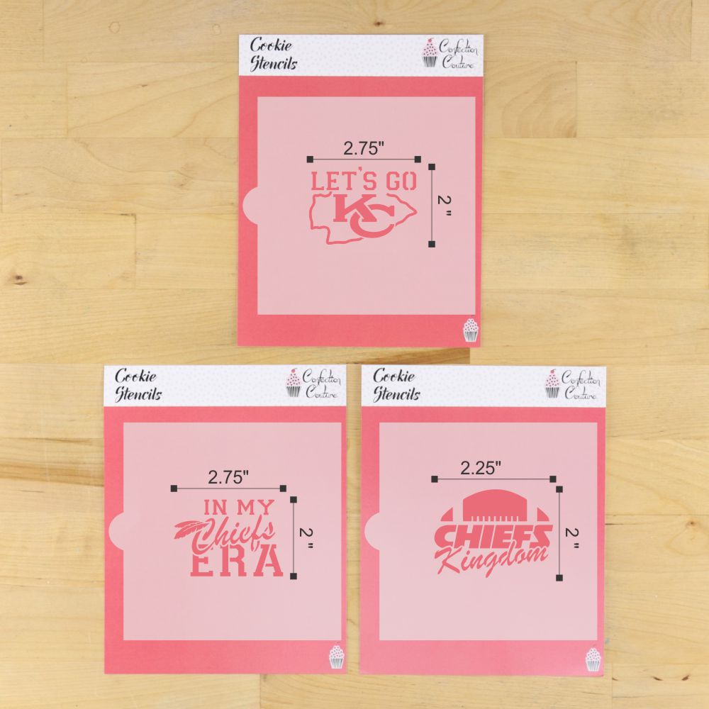 Measurements of the Chiefs Kingdom Cookie Stencil Set