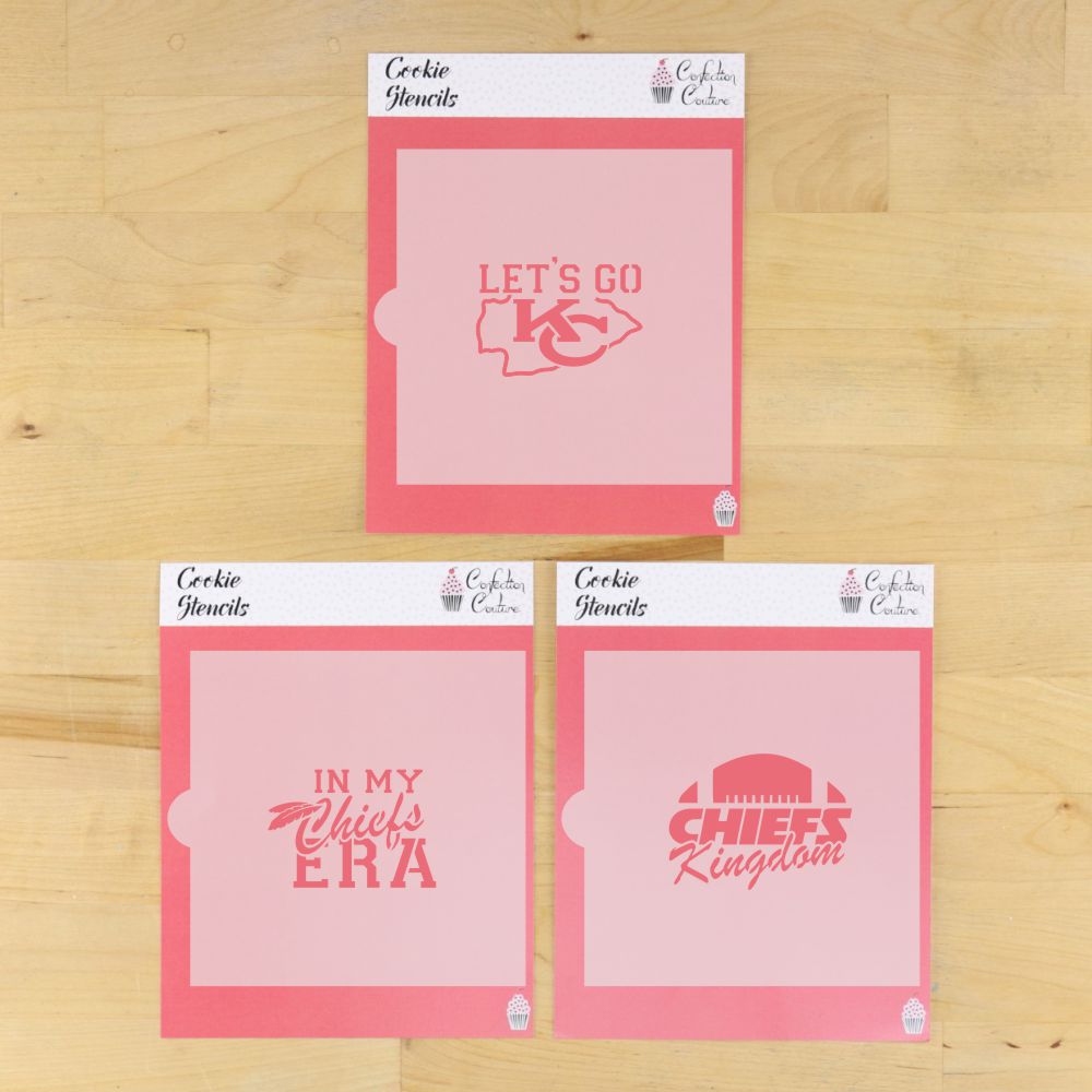 Chiefs Kingdom Cookie Stencil Set in their packaging