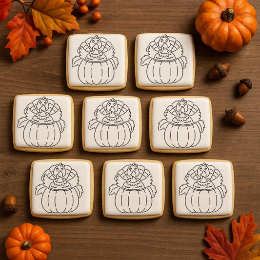 Turkey in Pumpkin PYO Cookie Stencil