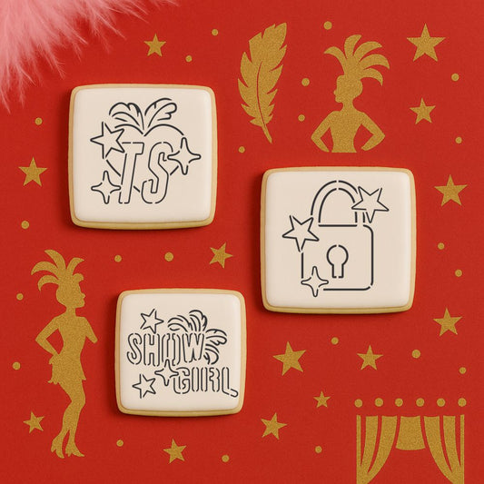 Paint Your Own Cookies using the Showgirl PYO Cookie Stencil Set 