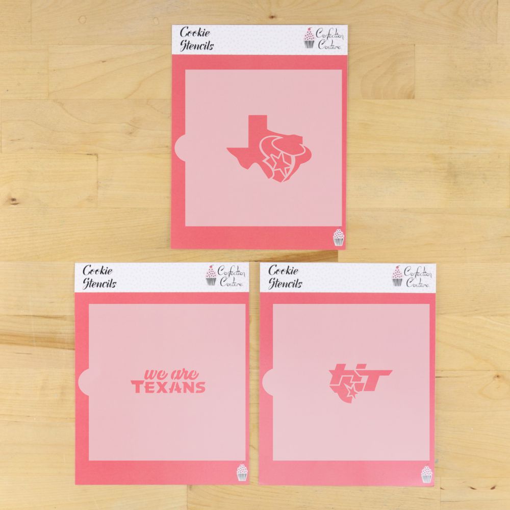 Houston Game Day Cookie Stencil Set in packaging.
