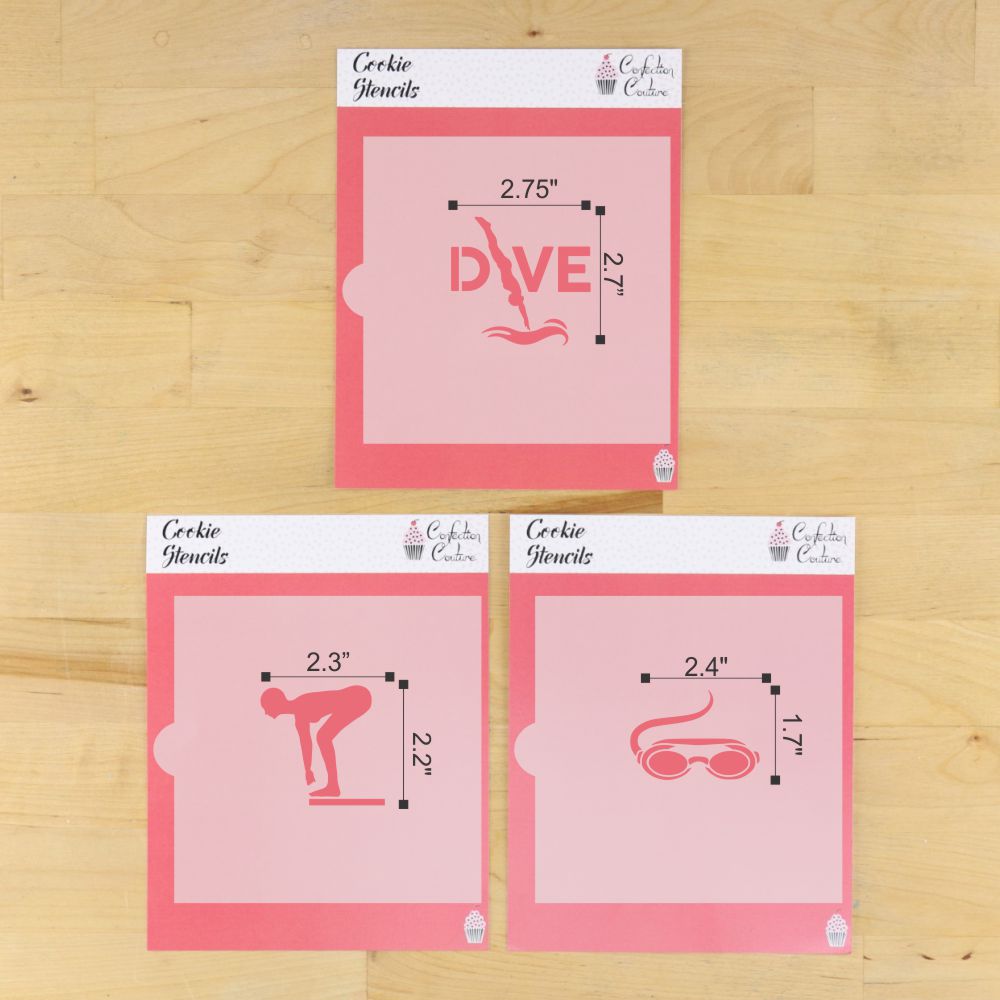 Female Diver Cookie Stencil Set