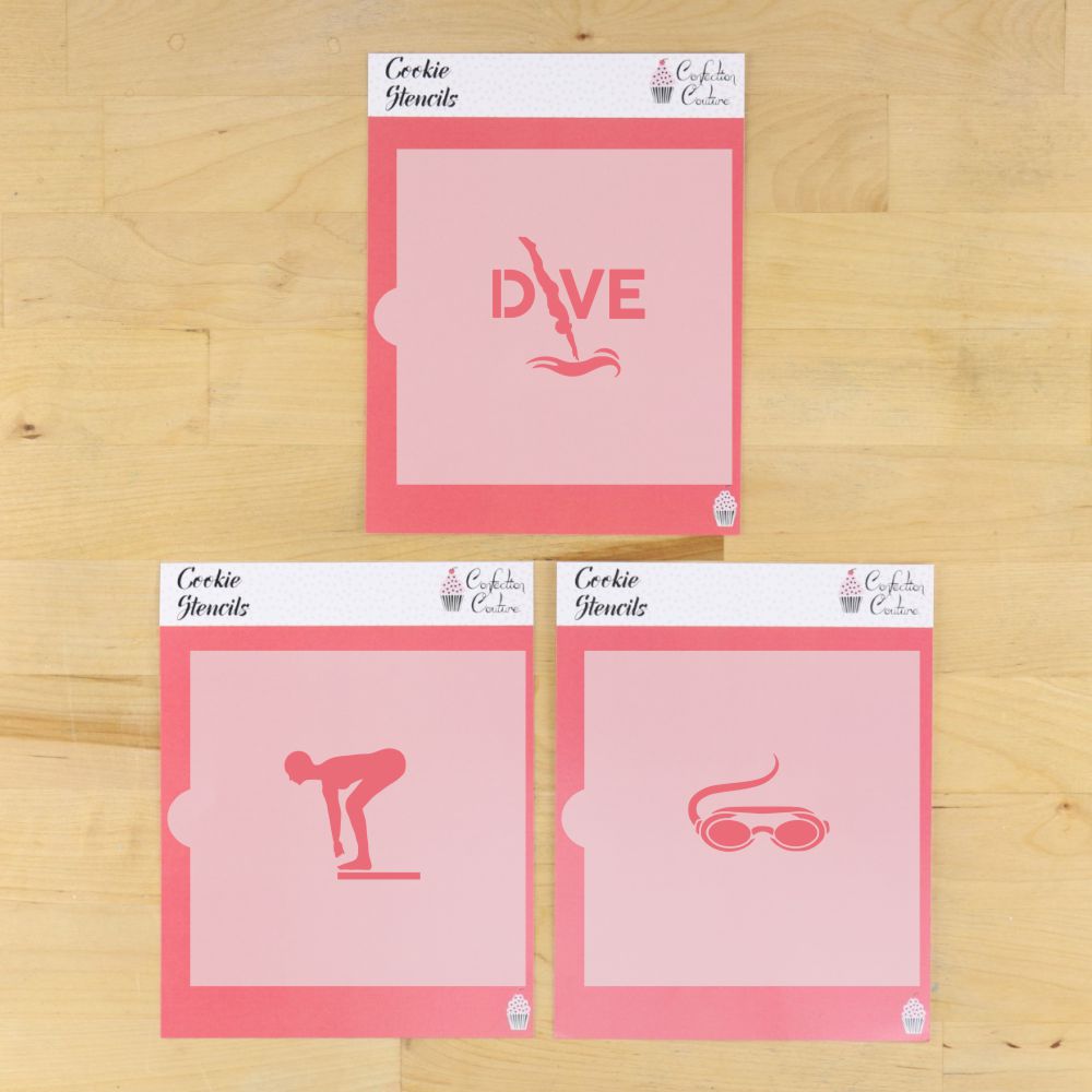 Female Diver Cookie Stencil Set